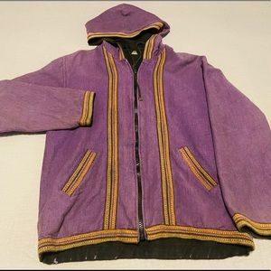 Purple and yellow hippie zip up jacket drug rug hoodie style men’s womens unisex